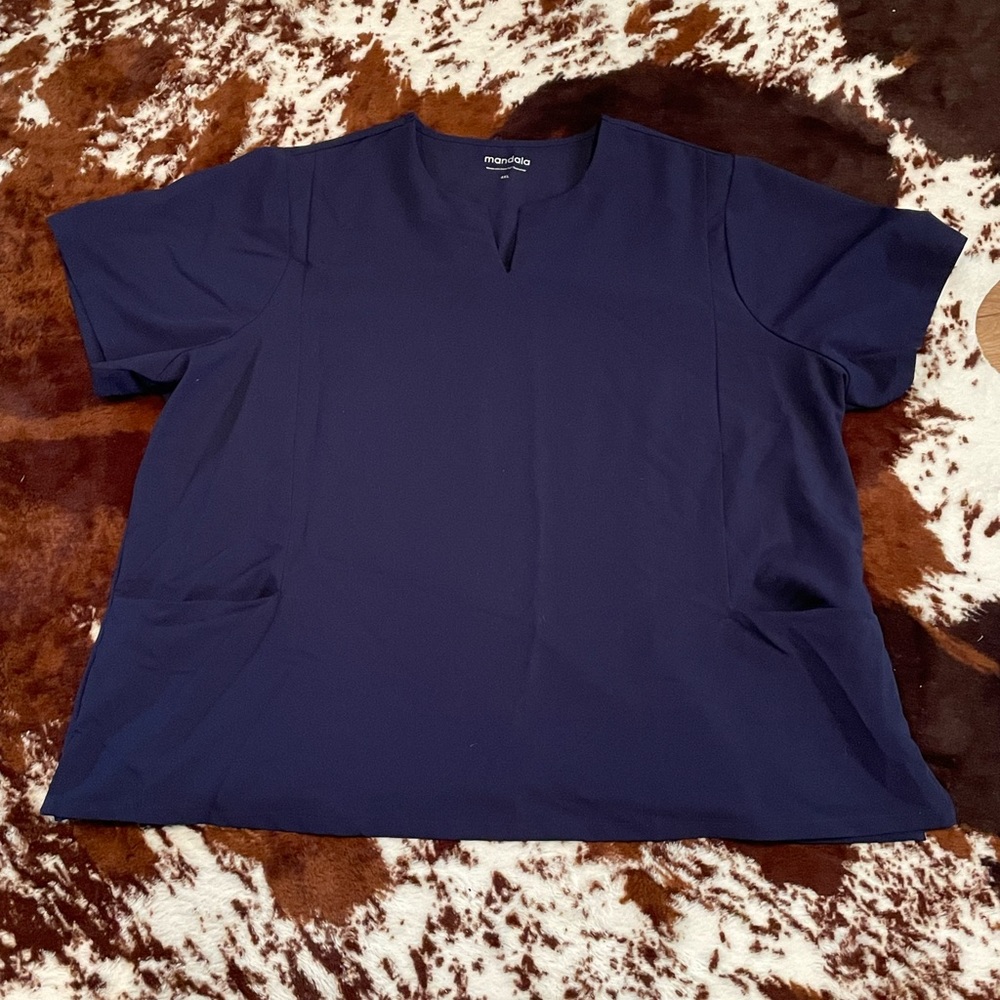 Navy Mandala Scrub Top 4XL